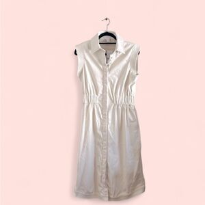 - House of Harlow 1960 White Sleeveless Pleated Shirt Dress